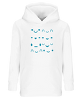 Vit hoodie för barn med stilrent och skämtsamt ansiktstryck