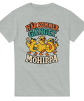 T-shirt with three partying chickens and the Swedish text “Här kommer gänget – Möhippa”