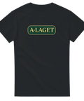 Svart t-shirt med klassiskt grönt och gult “A-LAGET”-tryck.