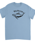 Minimalistisk illustration av en valborg med borg på en val – t-shirt motiv