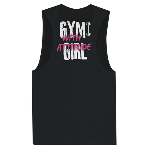 Grafiskt motiv med texten Gym Girl With Attitude och en hantel