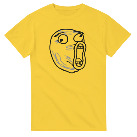 Retro internetkultur motiv med skrikande gubbe – rolig gul t-shirt