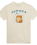Söt men blöt katt med texten Summer Fun – beige t-shirt