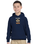 Grävling med cigarr och texten "Six Seven Dude" på marinblå barnhoodie med känguruficka.