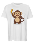 Vit t-shirt i oversized passform med kawaii-inspirerat apmotiv