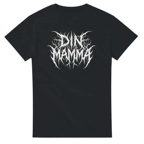 Oläslig death metal-logga med texten Din Mamma – grafiskt t-shirt tryck