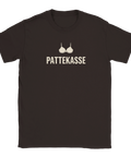 Brun t-shirt med minimalistisk illustration av en behå och texten Pattekasse