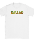 T-shirt med humoristisk textdesign uppbyggd av krispiga salladsblad och tomater
