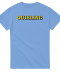 t-shirt med gul Quisling-text – politisk satirtröja.