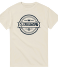 Beige t-shirt med Quizkungen logotyp i vintage-stil