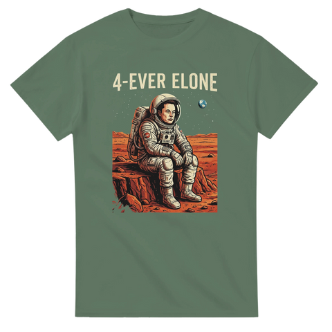 Elon Musk rymdmotiv med ordvitsen 4-Ever Elone – rolig t-shirt
