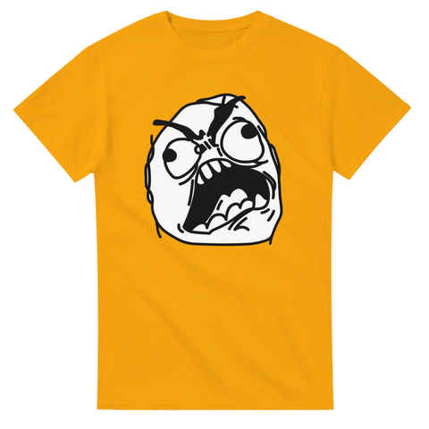 Ikonisk Rage Guy illustration för meme-älskare på en orange t-shirt