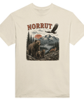 Vintage outdoor-motiv med björnfamilj, örn och fjäll – grafisk t-shirt