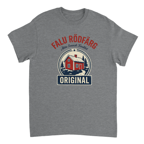 Vintage inspirerat tryck av svensk idyll på mörkgrå t-shirt