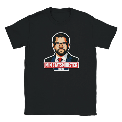 Illustration av Jimmie Åkesson i kampanjstil på en svart t-shirt