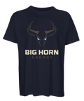 Marinblå oversized t-shirt med grafiskt tjurhuvud och texten Big Horn Energy