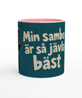 Mugg med texten Min sambo är så jävla bäst och en svartvit katt.