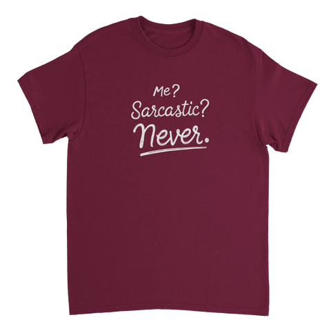 Minimalistiskt tryck med kaxig attityd – vinröd t-shirt med citat