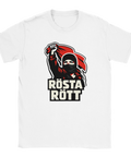 Vit t-shirt med grafiskt statement-tryck i rött och svart
