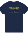 Textbaserat tryck om pensionärslivet i vintage-stil – rolig t-shirt