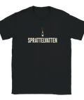 Humoristisk t-shirt med grafisk illustration av en bubblande champagneflaska