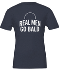 Minimalistisk textdesign med budskap om flintskallighet på marinblå t-shirt