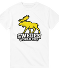 Sportigt älgmotiv i gult och vitt – supporter t-shirt för fotbolls-VM