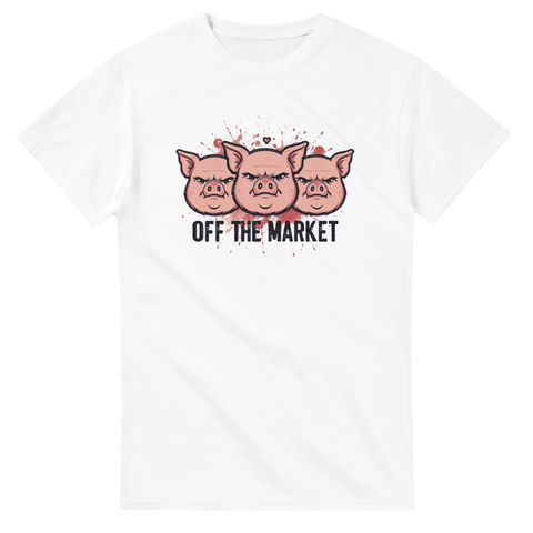 Kaxig grafisk illustration av tre arga grisar – t-shirt med attityd