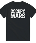Grafiskt Occupy Mars tryck med sprucken text på svart t-shirt