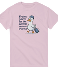 Illustration av sur fågel med resväska – rolig t-shirt med text