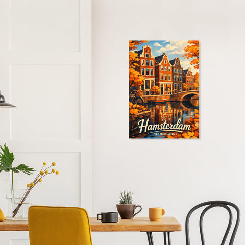 Poster Hamsterdam med text och grafisk design