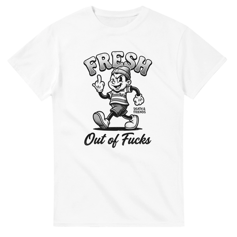 Retro cartoon-karaktär som visar fingret – kaxigt motiv på vit t-shirt