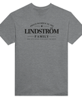 Retroinspirerad design för efternamnet Lindström på gråmelerad t-shirt