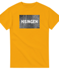 Stilren Hisingen design med betongkänsla på en gul t-shirt
