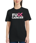 Stilrent citat-tryck med budskapet Fuck Cancer och rosa symbol
