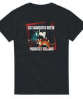 mörk t-shirt Cat Gangster Crew med katter och text