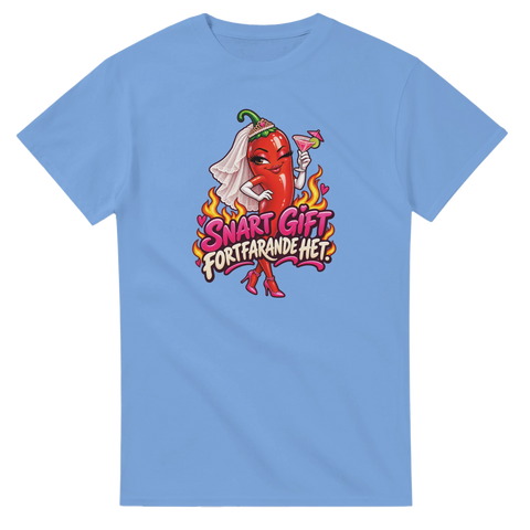 T-shirt med en chili i brudslöja och texten Snart gift, fortfarande het