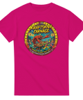Humoristiskt motiv med flyende festdeltagare och en kräfta – rosa t-shirt