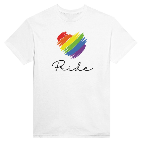 Penseldragat regnbågshjärta med texten Pride – grafisk t-shirt för kärlek