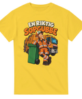 Humoristisk design för miljöarbetare med sopbilsmotiv – gul t-shirt