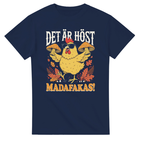 Retro design med höstlöv och svampmotiv – rolig t-shirt för svampplockare