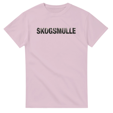 Grafiskt Skogsmulle tryck i vintage-stil på ljusrosa t-shirt för vandrare