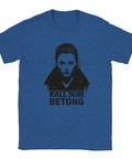 Blå t-shirt med kaxig statement-design i mörk stencilstil