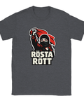 Mörkgrå melerad t-shirt med konfrontativt politiskt motiv och textbudskap