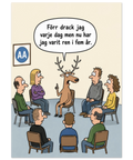 Skämtteckning med en ren på AA-möte – humoristisk poster med ordvits