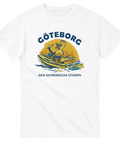 Retro illustration av en fiskmås på vattenskoter – vit Göteborg t-shirt