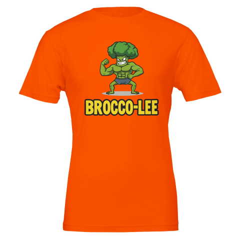Kaxig t-shirt med färgstark orange bas och Brocco-lee illustration