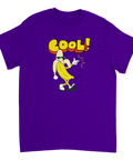 Lila t-shirt med pop art inspirerat banan-motiv och text