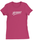 Ceriserosa t-shirt med textbaserad design och lekfull framtoning