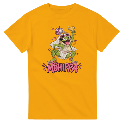 T-shirt med texten Möhippa och en festande groda i brudslöja